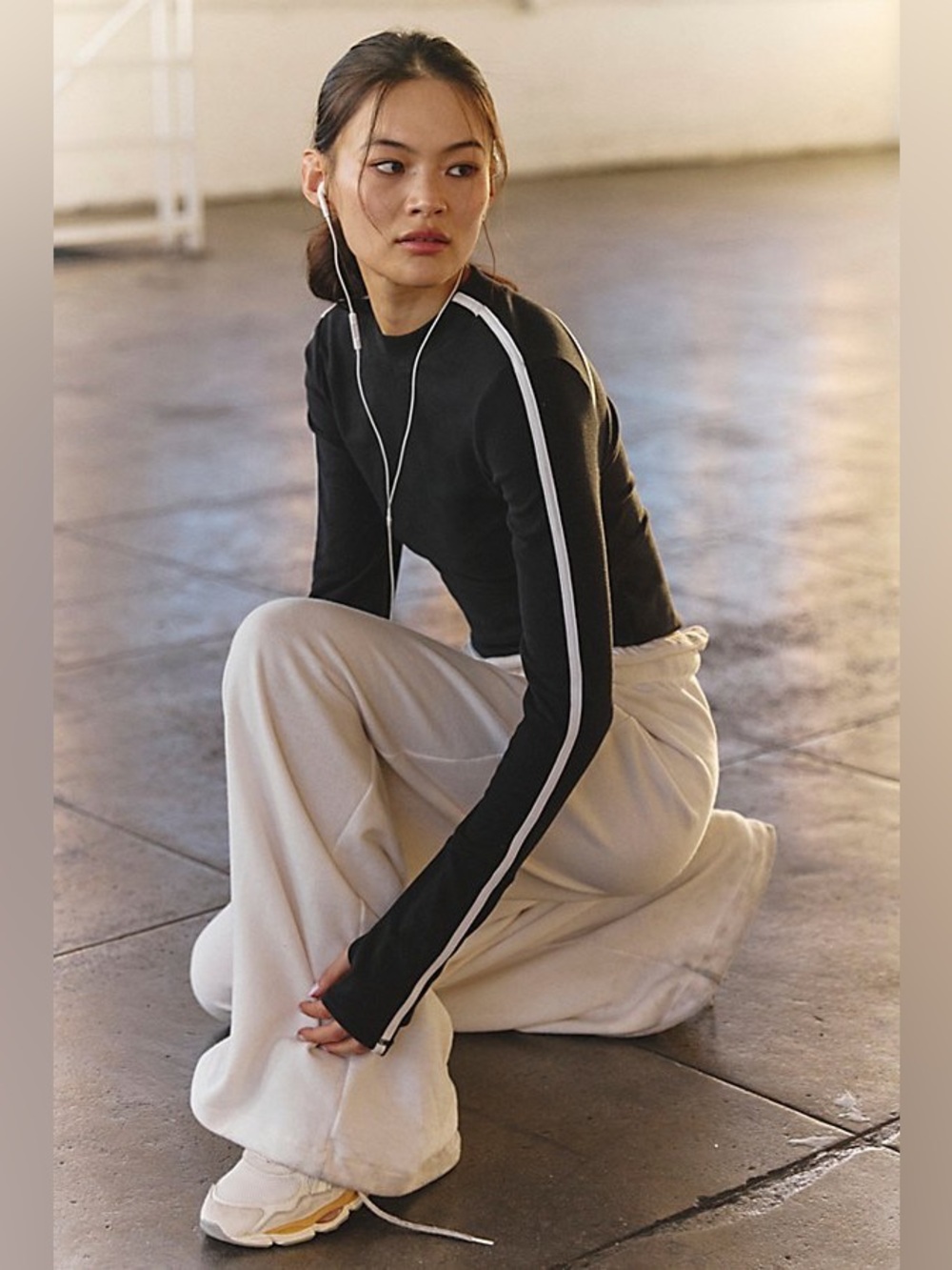 Free People Movement Retro Rider Layer Black/White Size Large